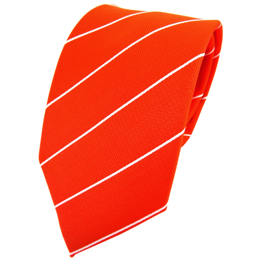 Binder Tie TigerTie Krawatte orange leuchtorange neonorange silber gestreift